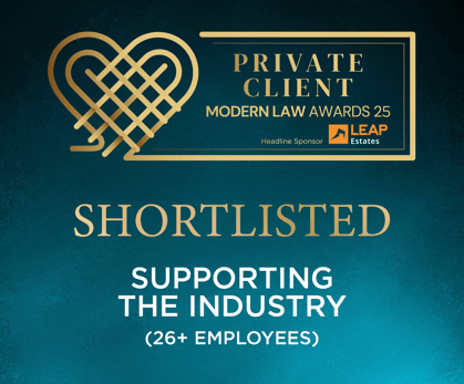 Modern Law Private Client Awards - 2025 - inCase Shortlisted for Supporting the Industry (26+ Employees)