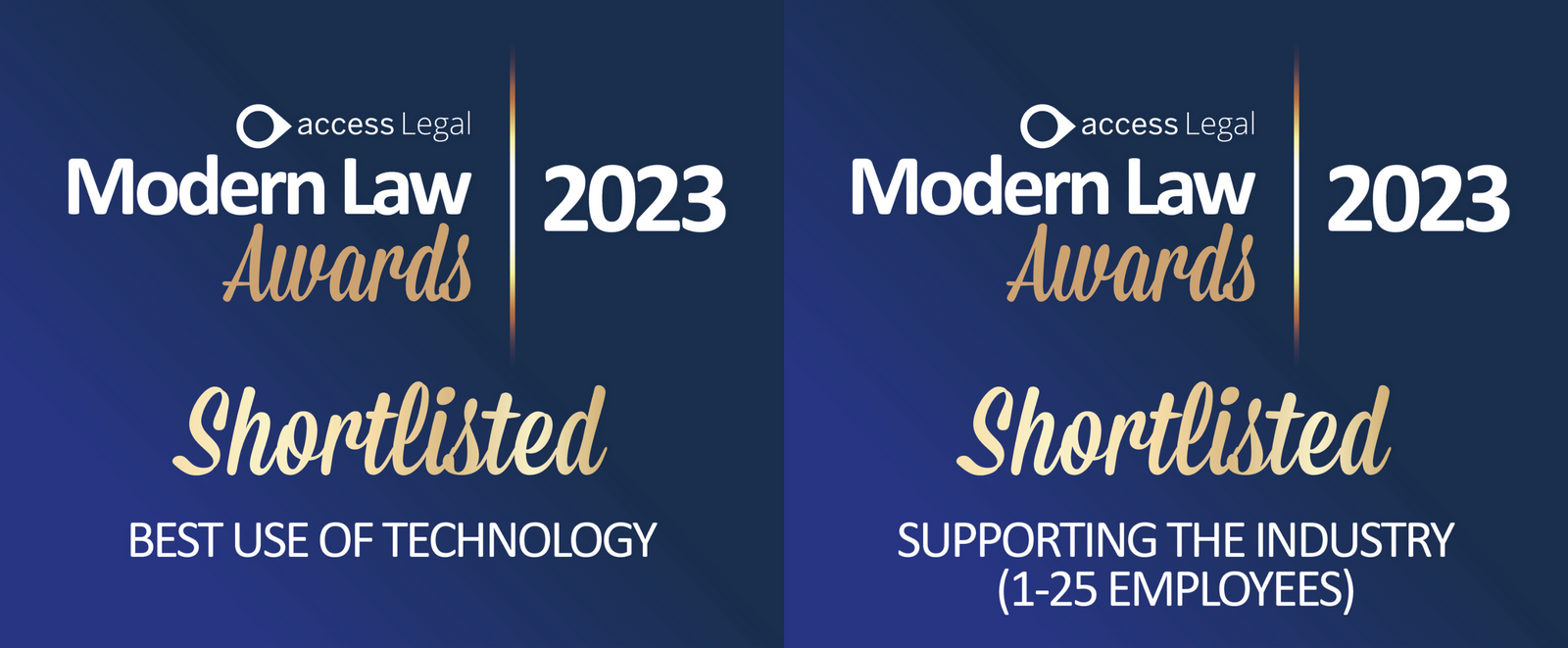Modern Law Awards 2023 - Shortlisted - Best use of Technology - Supporting the Industry (1-25 Employees)