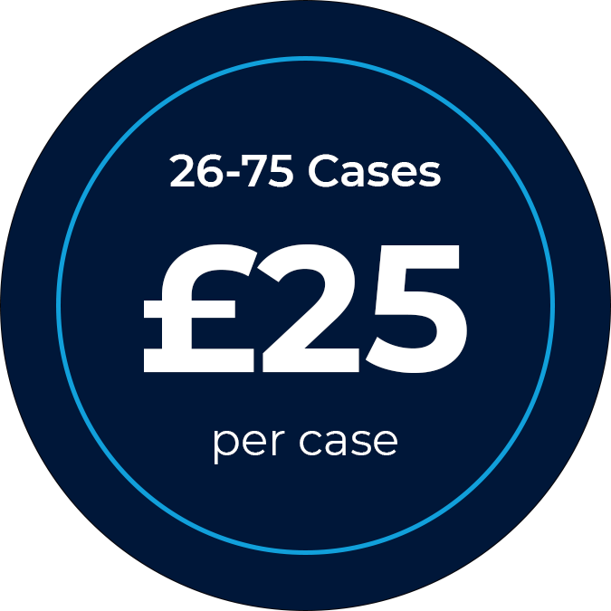 26-75 Cases - £25 per Case