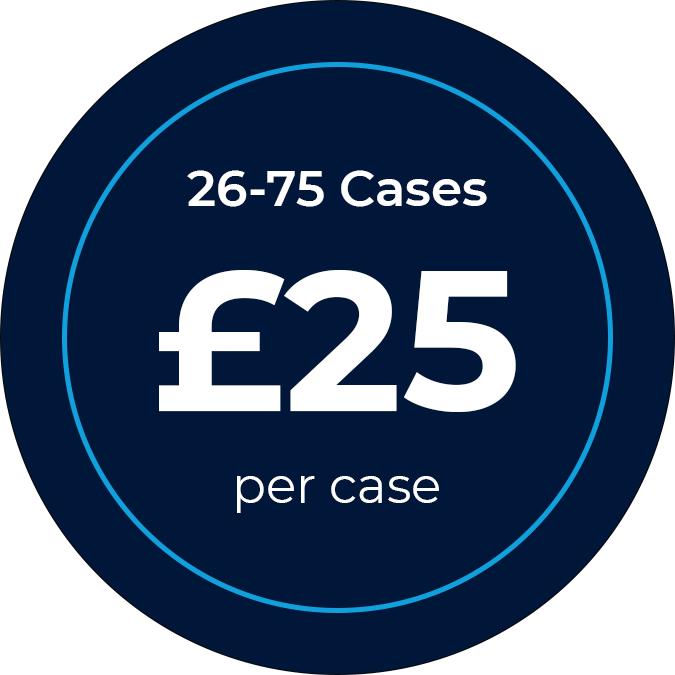 26-75 Cases - £25 per Case 26-75 Cases - £25 per Case